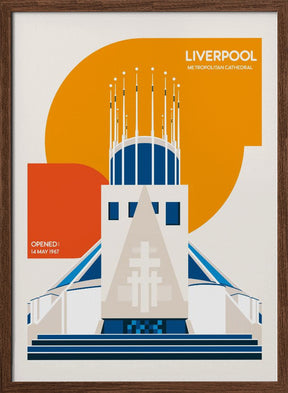 Liverpool Metropolitan Cathedral Retro Architecture Print Poster