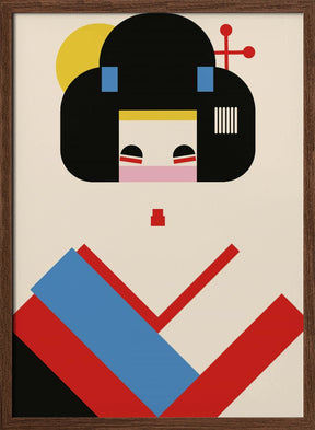 Geisha Girl Geometric Illustration Poster