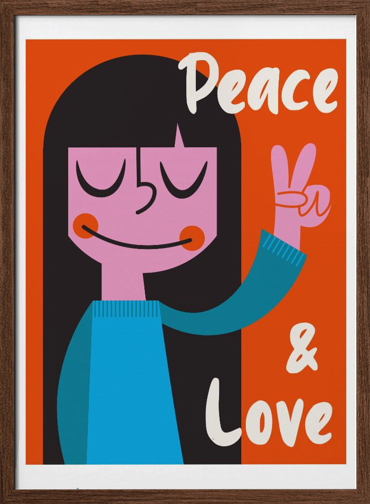 Peace &amp; Love Mid Century Illustration Poster