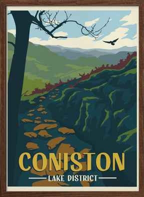 Coniston Lake District Travel Print Poster