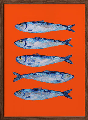 Sardines on Orange Poster