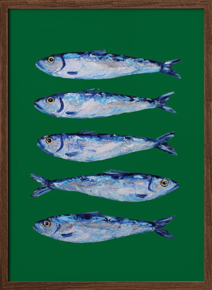 Sardines Forest Green Poster