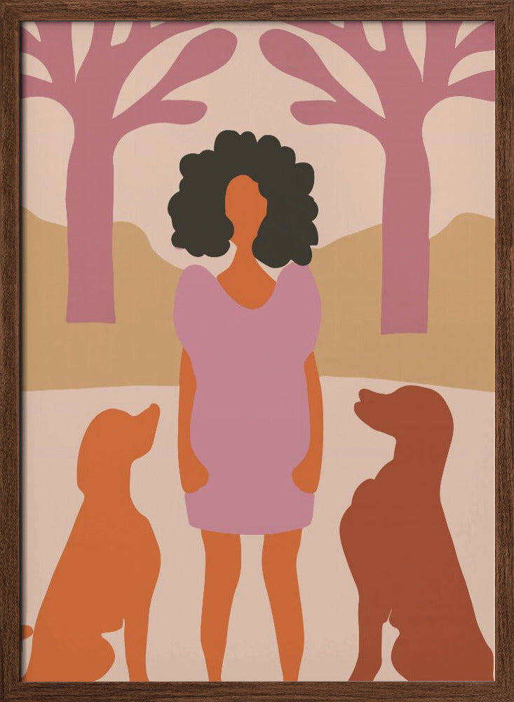 Lady in dog park Poster