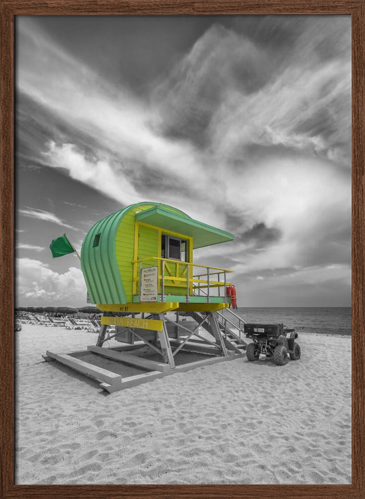 MIAMI BEACH Green Florida Flair Poster