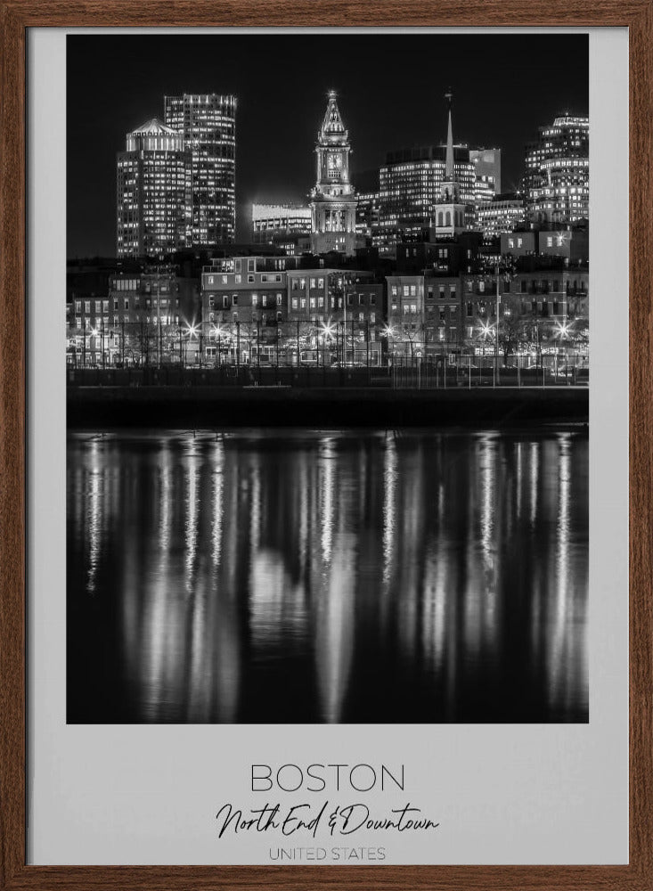 In focus: BOSTON Evening Skyline of North End Poster