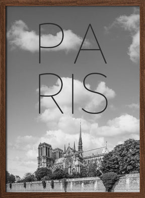 PARIS Cathedral Notre-Dame | Text &amp; Skyline Poster