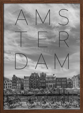 AMSTERDAM Singel Canal with Flower Market | Text &amp; Skyline Poster