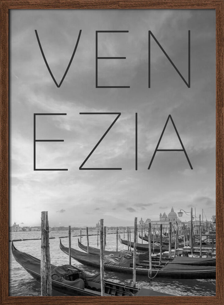 VENICE Gondolas &amp; Santa Maria della Salute | Text &amp; Skyline Poster