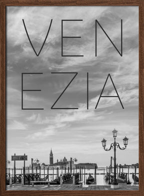 VENICE Gondolas in the early morning | Text &amp; Skyline Poster