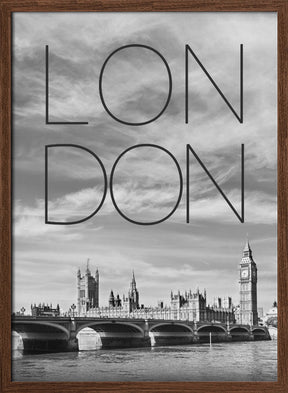 LONDON Westminster Bridge | Text &amp; Skyline Poster