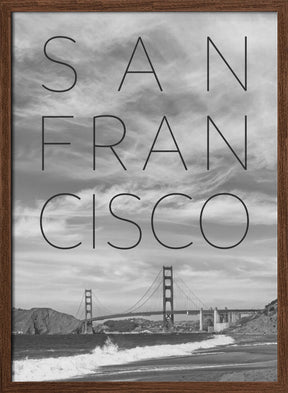 Golden Gate Bridge &amp; Baker Beach | Text &amp; Skyline Poster