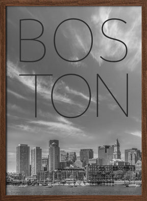 BOSTON Skyline Financial District &amp; North End | Text &amp; Skyline Poster