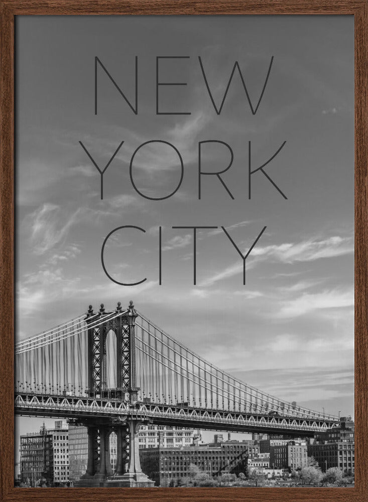 NYC Manhattan Bridge | Text &amp; Skyline Poster