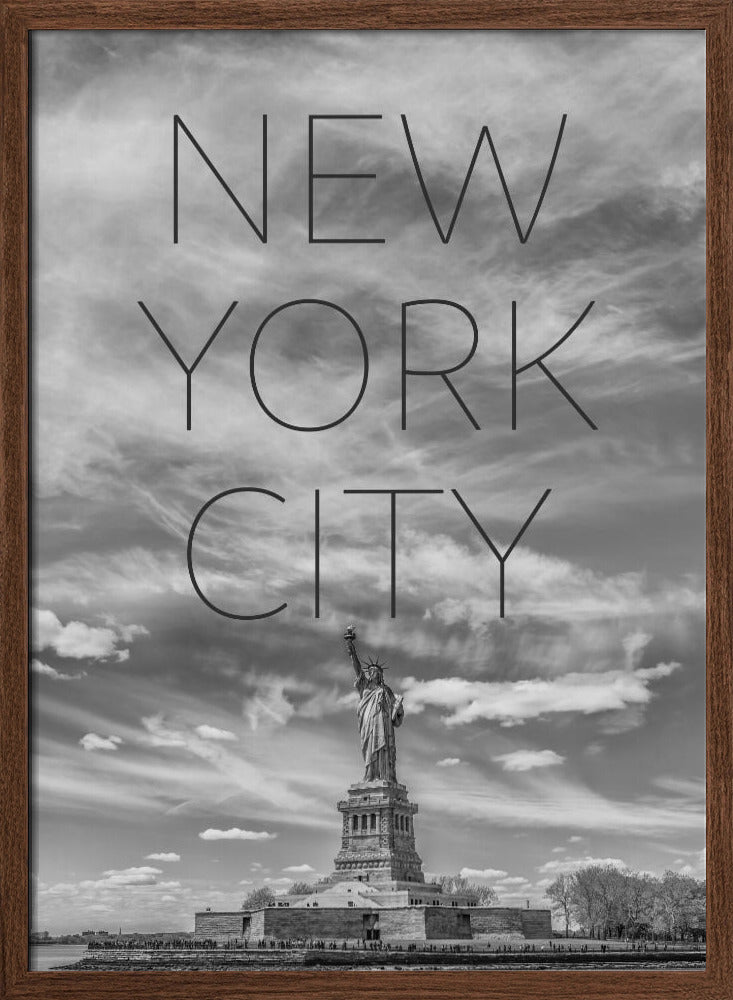 NYC Statue of Liberty | Text &amp; Skyline Poster