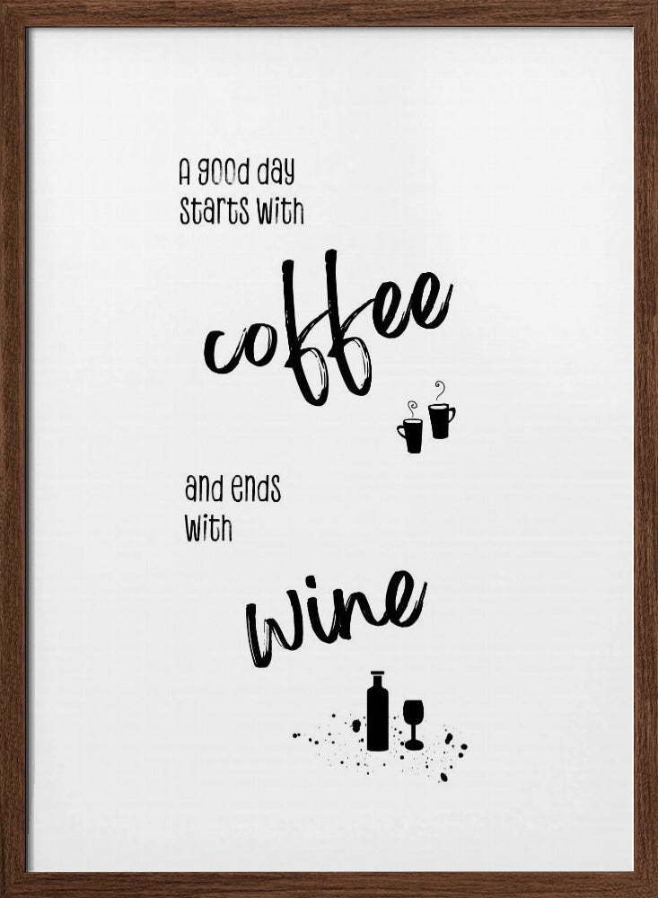 A good day starts with coffee and ends with wine Poster