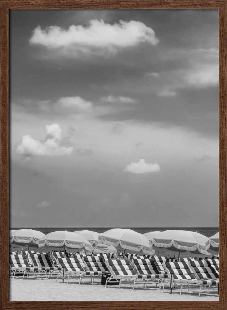 MIAMI BEACH Monochrome beach scene Poster