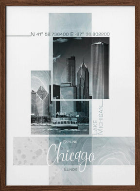 Poster Art CHICAGO Skyline | turquoise marble Poster