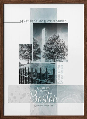 Poster Art BOSTON Bunker Hill Monument | turquoise marble Poster