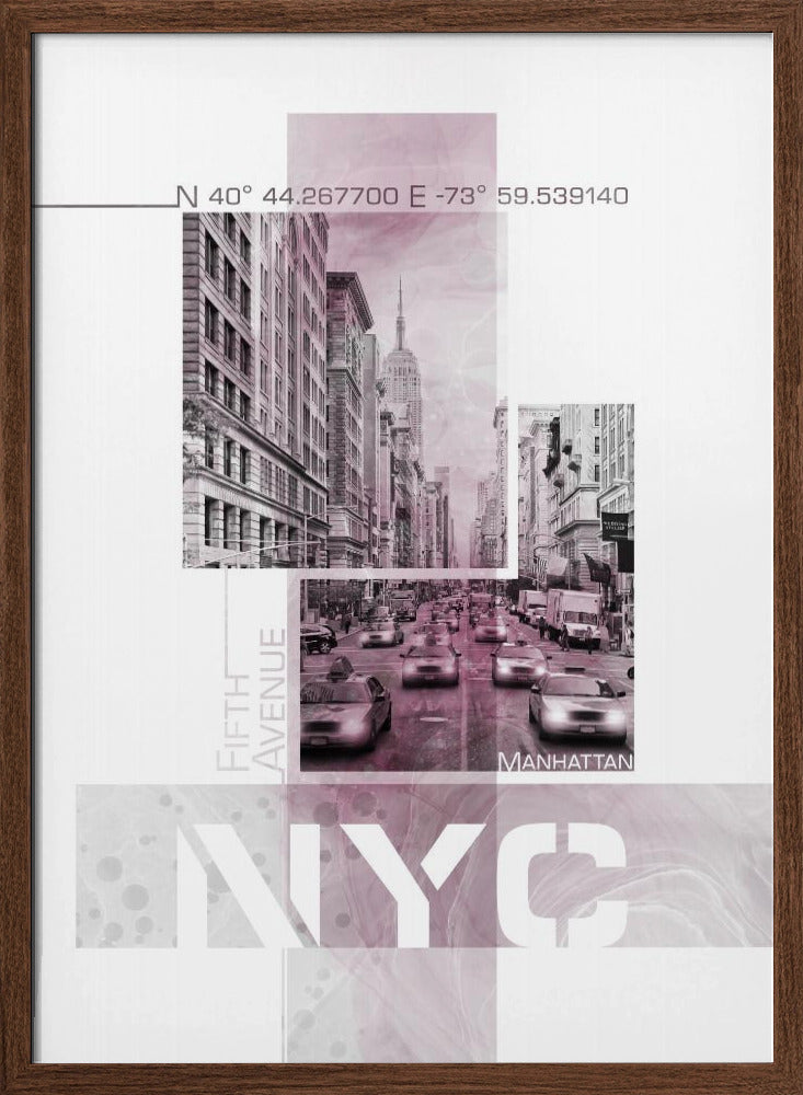 Poster Art NYC Fifth Avenue Traffic | pink marble Poster