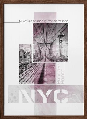 Poster Art NYC Brooklyn Bridge | pink marble Poster