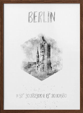 Coordinates BERLIN | monochrome watercolor Poster