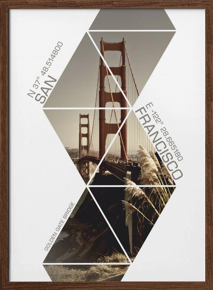 Coordinates SAN FRANCISCO Golden Gate Bridge Poster