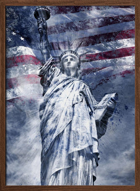 Modern Art STATUE OF LIBERTY | blue Poster