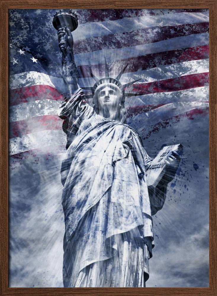 Modern Art STATUE OF LIBERTY | blue Poster