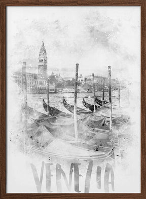 Monochrome Art VENICE Canal Grande | watercolor Poster