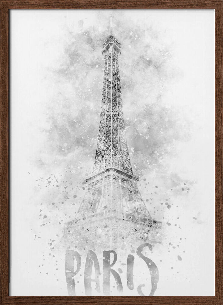 Monochrome Art PARIS Eiffel Tower | watercolor Poster