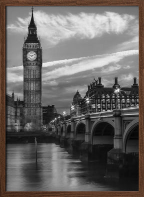 Evening at Westminster Bridge - Monochrome Poster