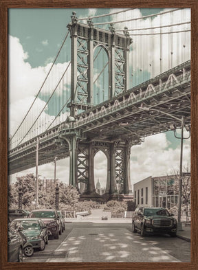 NYC Manhattan Bridge Panorama | urban vintage style Poster