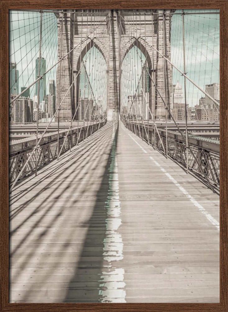 NYC Brooklyn Bridge Panorama | urban vintage style Poster