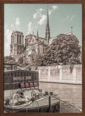 PARIS Notre-Dame and River Seine | urban vintage style Poster