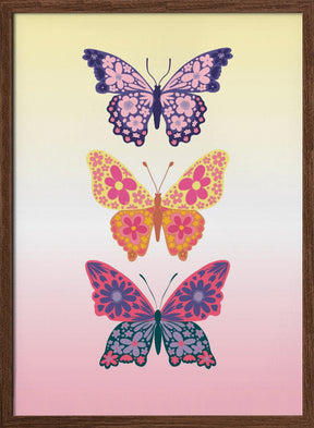 Colorful floral butterflies II Poster