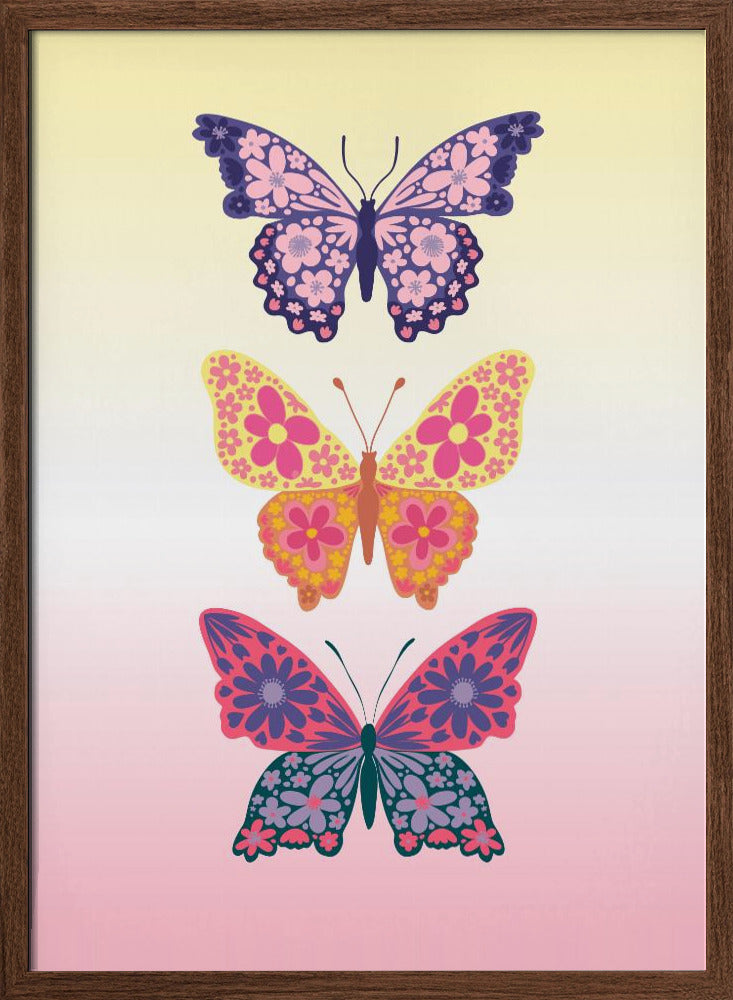 Colorful floral butterflies II Poster