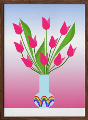 Tulips in the rainbow vase Poster