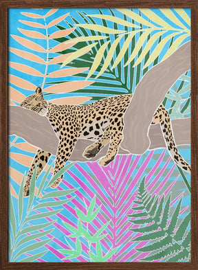 Jaguar Sleeping in colourful jungle Poster