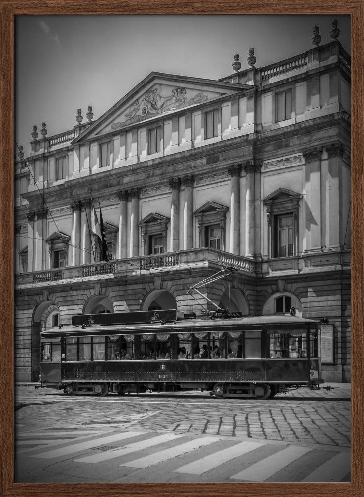 MILAN Teatro alla Scala &amp; Tram - monochrome Poster