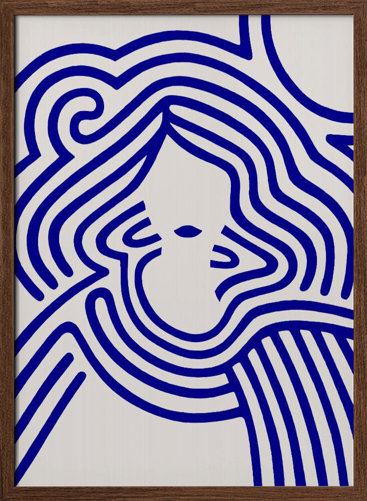 Berit in beige and indigo blue Poster