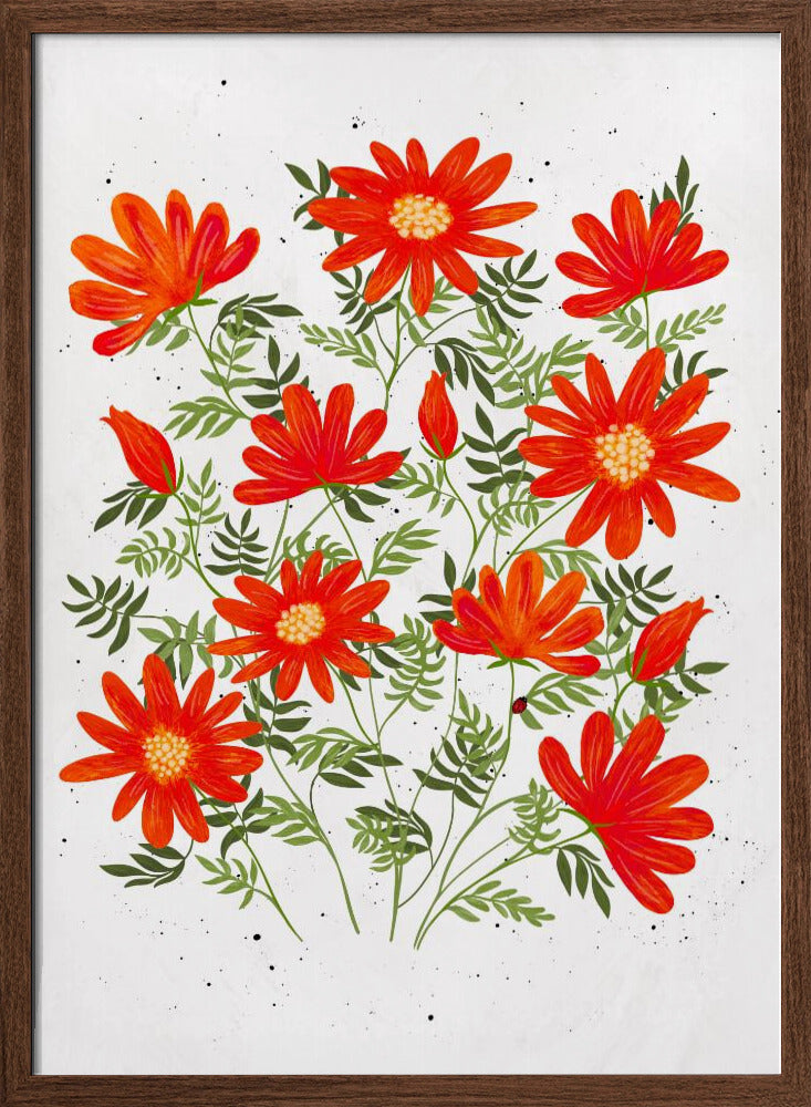 Ladybug flowers red Poster