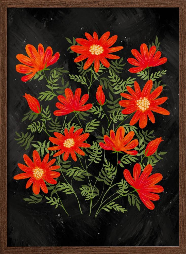 Ladybug flowers red Poster