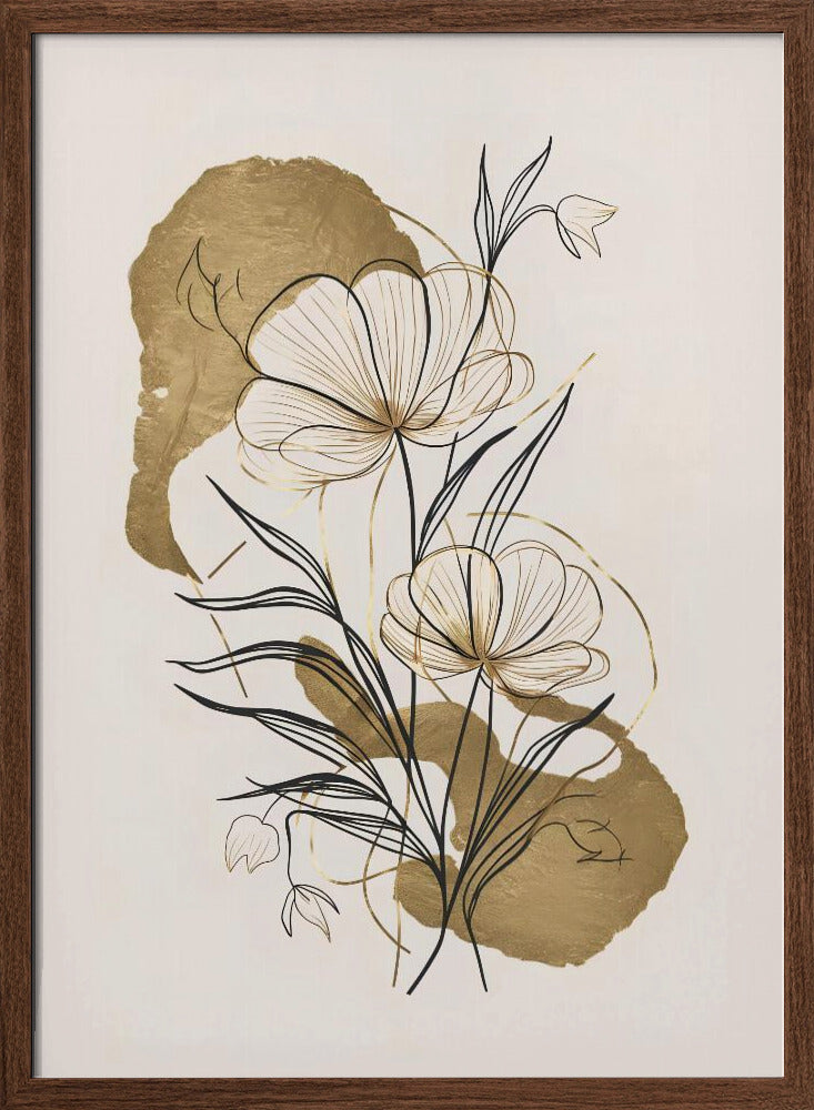 Flowers and Gold Poster