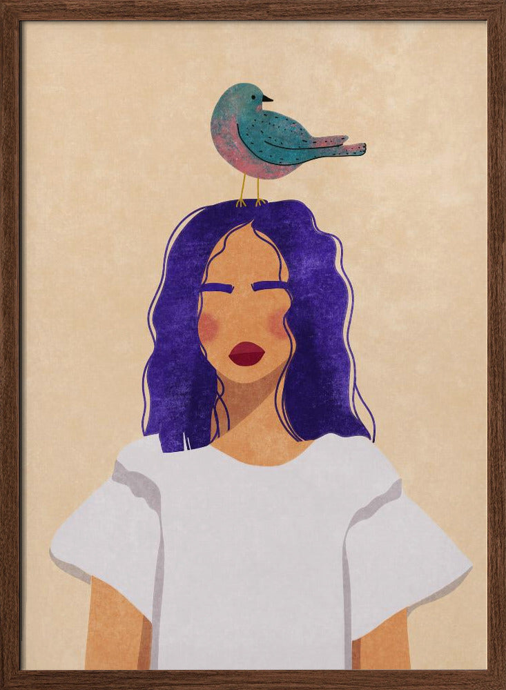 Girl with bird Poster