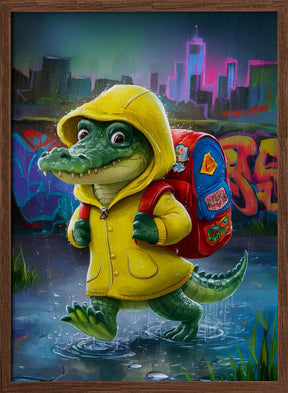 Baby Crocodile Going To School Poster