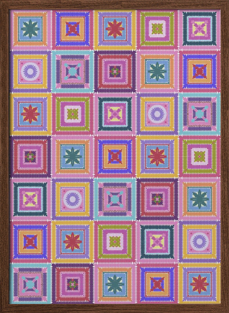 Colorful digital grandma squares I Poster