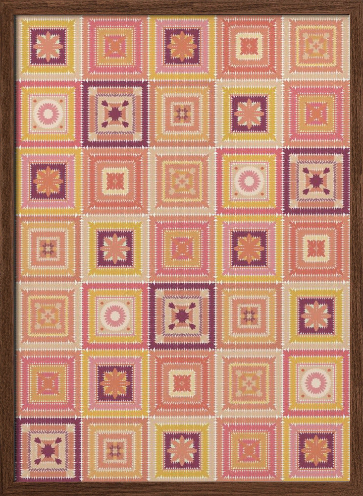 Peach digital grandma squares I Poster