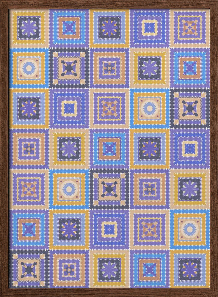 Colorful digital grandma squares IV Poster