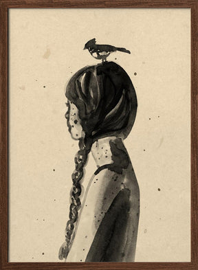 Girl with Bird Poster