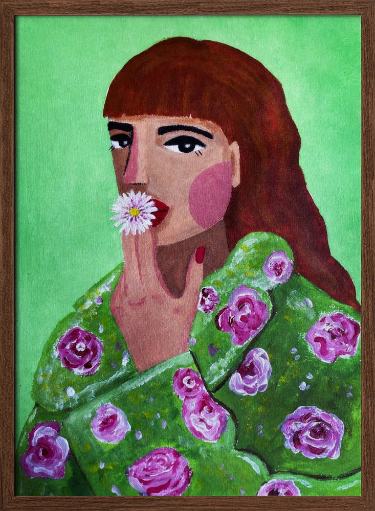 Woman Smoking a Flower Poster